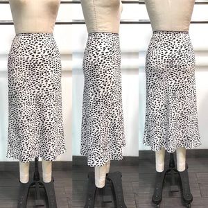 Leopard Satin Midi Skirt